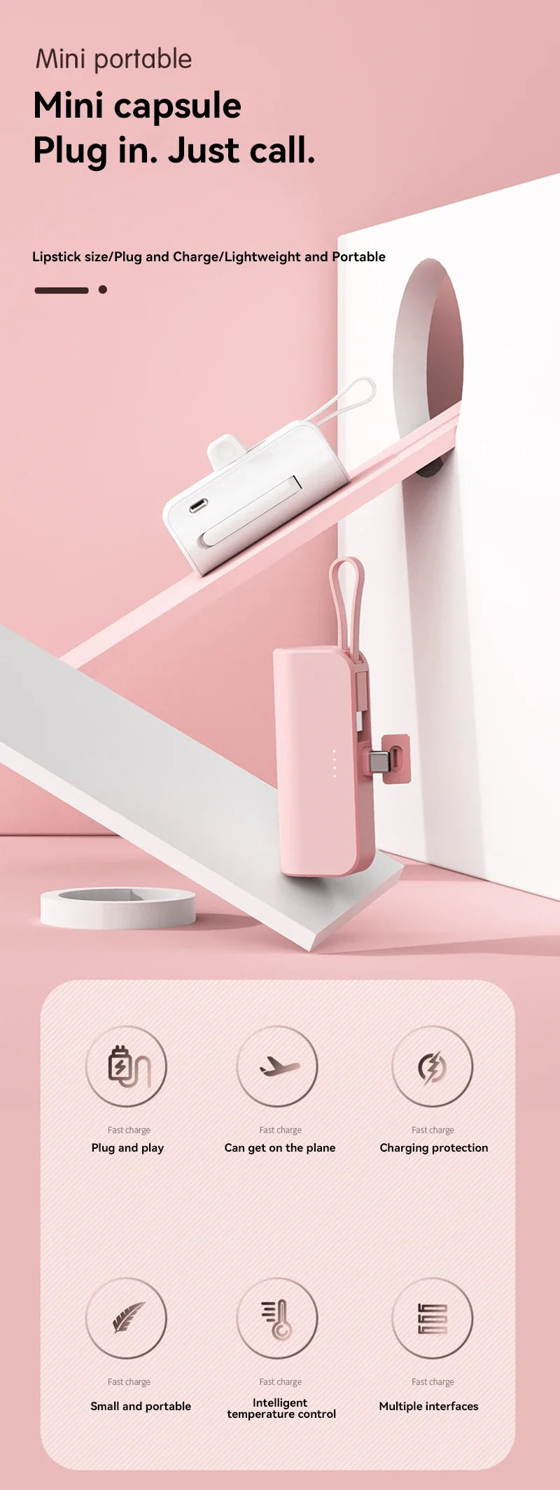 Xiaomi 30000mAh Portable Power Bank 25W Mini Lightweight External Battery for iPhone Samsung Built-in Type C Lightning Plug